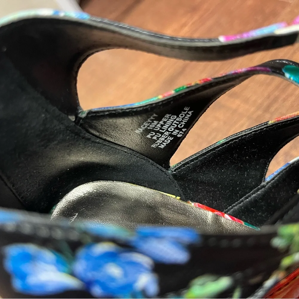 Madden Girl Raceyyy Floral Lace Up Heels With Zipper Back Size 10